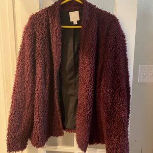Sejour Deep Burgundy Faux Fur Coat